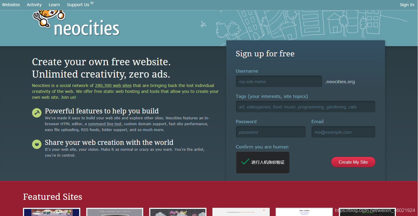 在Neocities申请免费静态HTML网页空间搭建个人网站